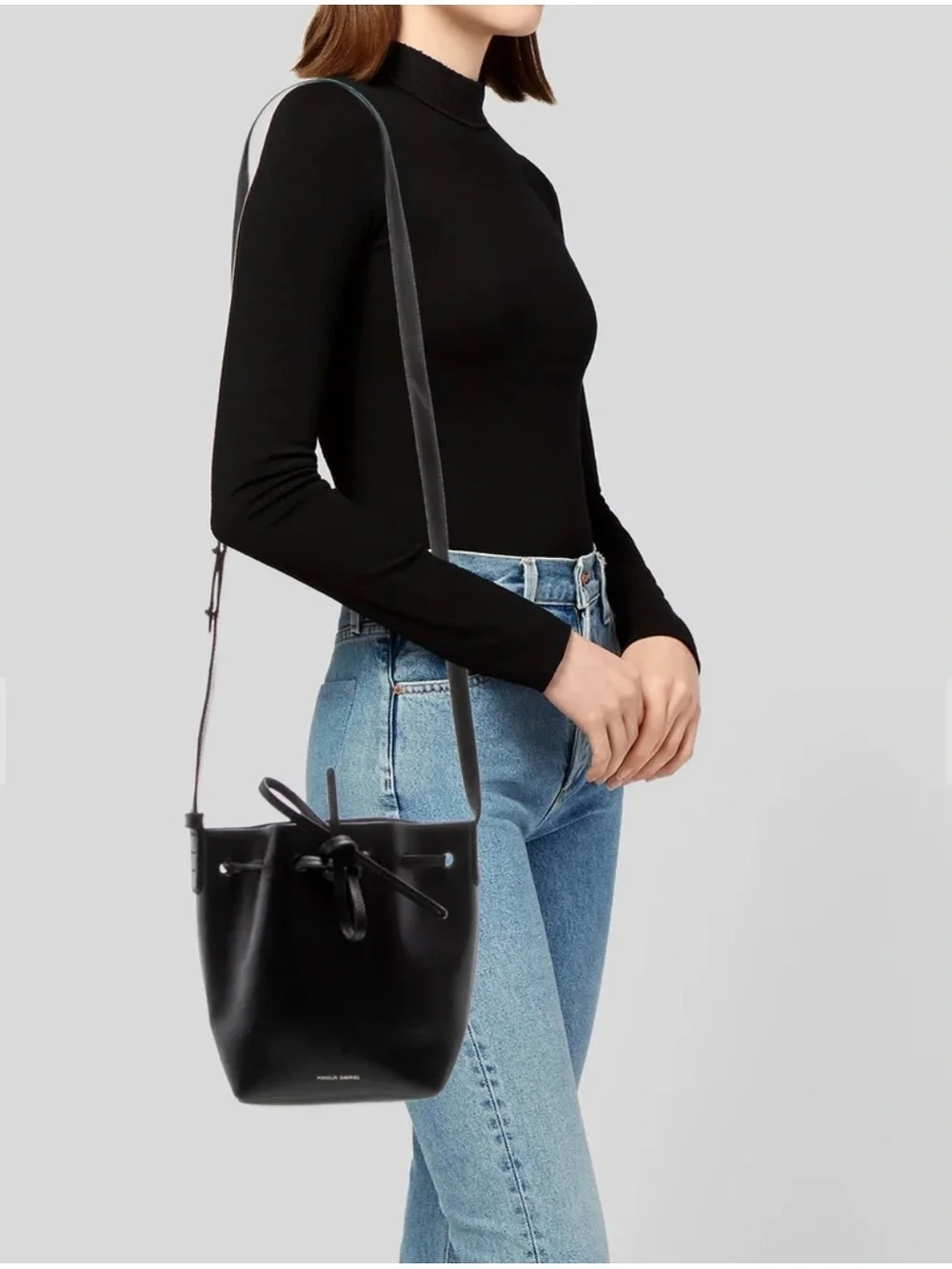 MANSUR GAVRIEL Black Leather Mini Bucket Bag